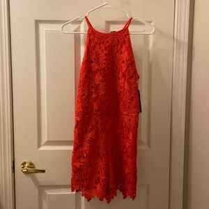 Design Lab Orange/Red Lace Romper NWT